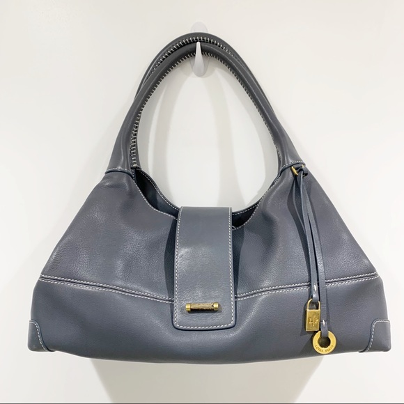 Loro Piana Handbags - Loro Piana genuine grey leather shoulder bag tote